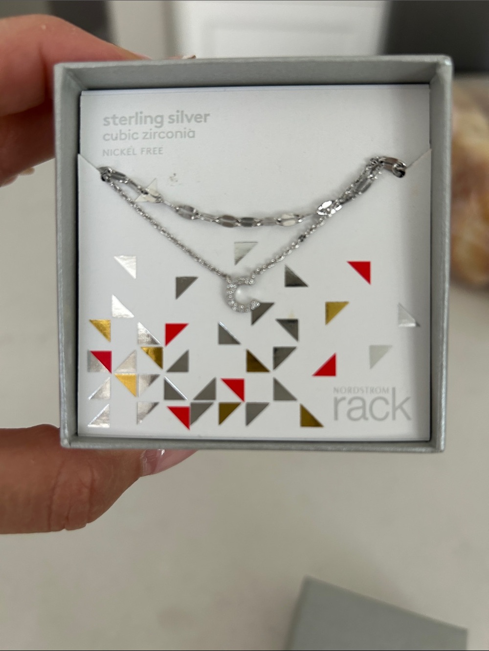 Nordstrom Sterling Silver Cubic Zirconia Crescent Pendant Necklace - Silver